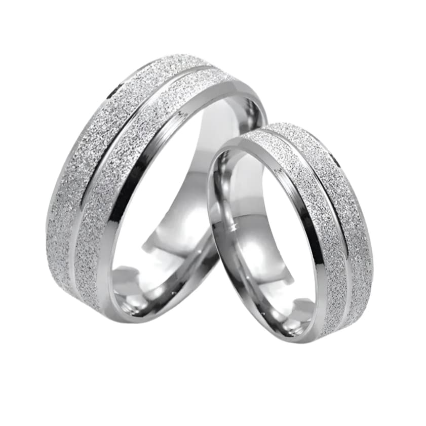 Par de Alianças Namoro Compromisso Diamantadas 6mm Brilhantes Aço Inoxidável