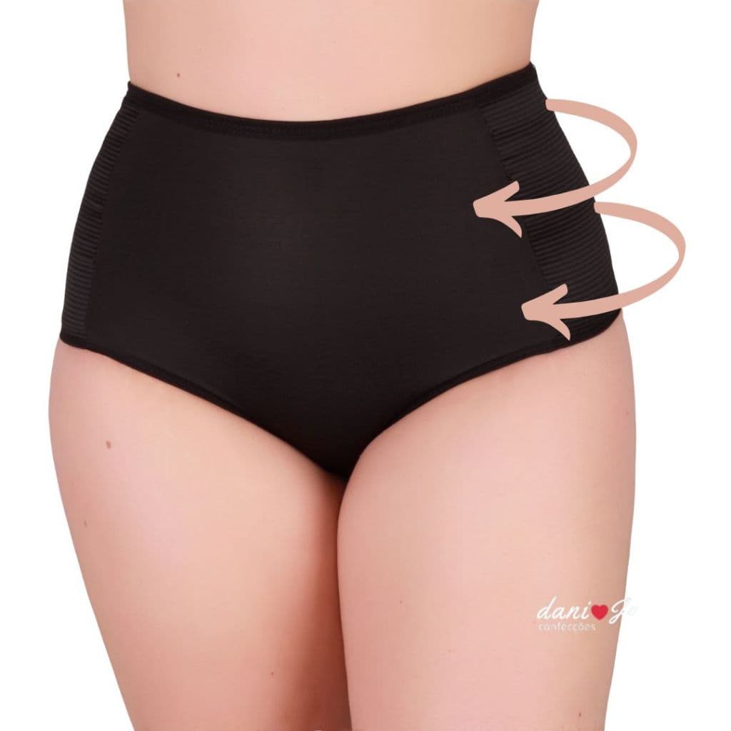 Kit 3 Calcinha Cinta Modeladora Compressão Reforçada Cós Alto Tanga Afina Cintura Diminui Barriga