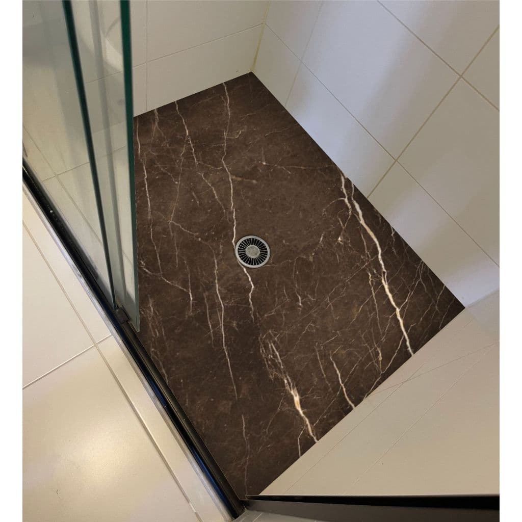 Adesivo Decorativo para Banheiro Box Mármore Marrom Luxo – Veios Naturais
