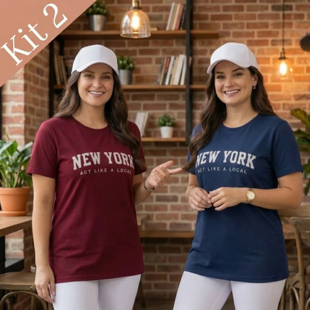 Kit 2 Blusas Plus Size Tapa Bumbum Longline New York