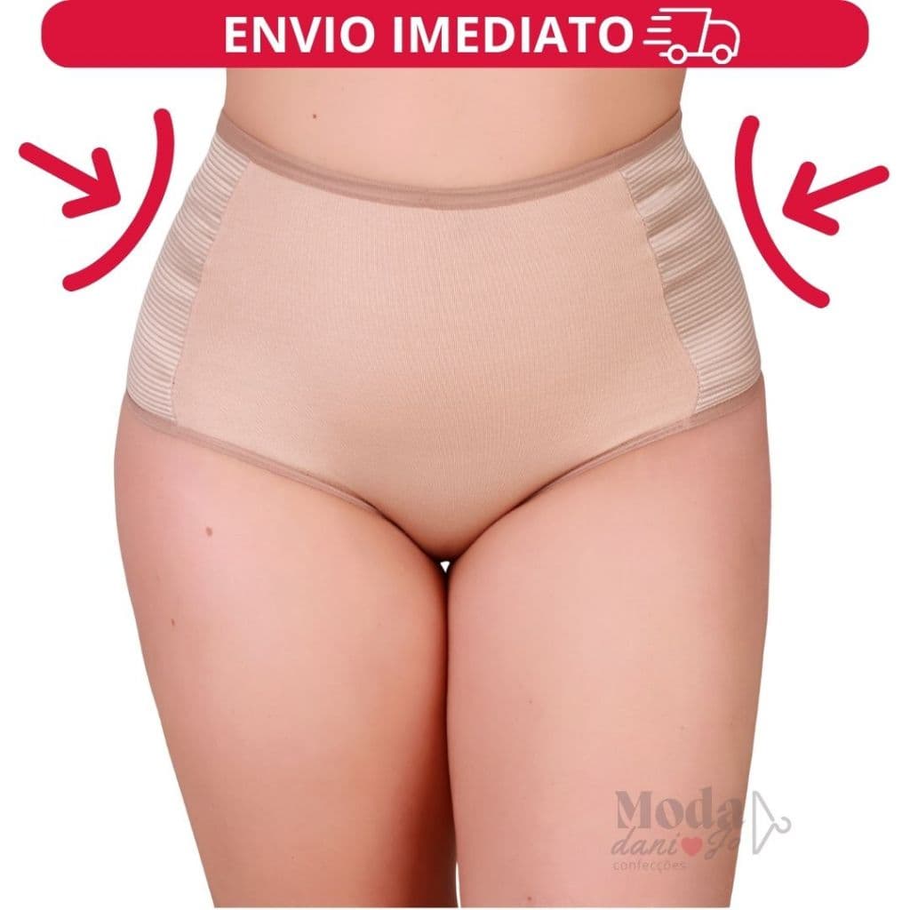 Kit 2 Calcinhas Cinta Modeladora Cintura Alta Reforçada Diminui Barriga Tanga Confortável Básica