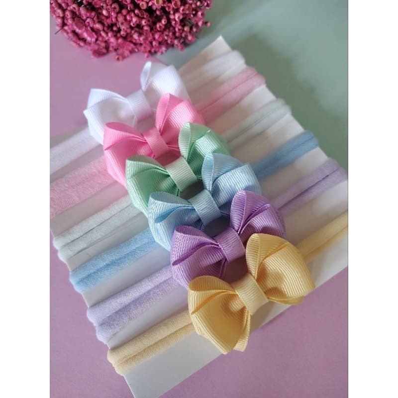 Kit Faixa de Cabelo Bebê com Laço Headband Infantil Macia Recém- Nascido Enxoval Menina Fotografia Newborn