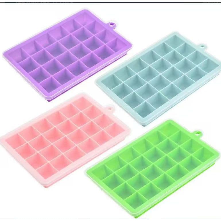 Forma de Gelo em Silicone com Tampa – 24 Cubos Flexíveis, Livre de BPA