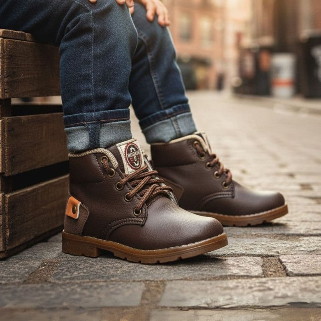 Bota Infantil Masculina Botinha Coturno Masculino Menino Bebe Leve Confortável Macio Passeio Café