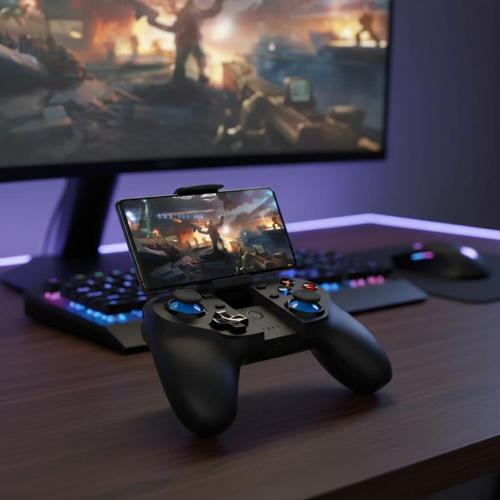 Controle Gamer Joystick Bluetooth Altomex Sem Fio Com Suporte Para Celular Tablet Android iOS