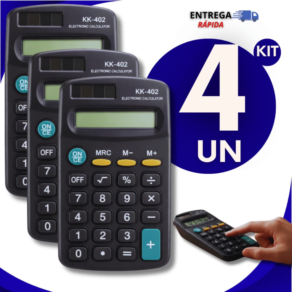 Calculadora Eletrônico De Bolso KK-402 8 Dígitos Preto Multiuso Escritório Premium Utilidades