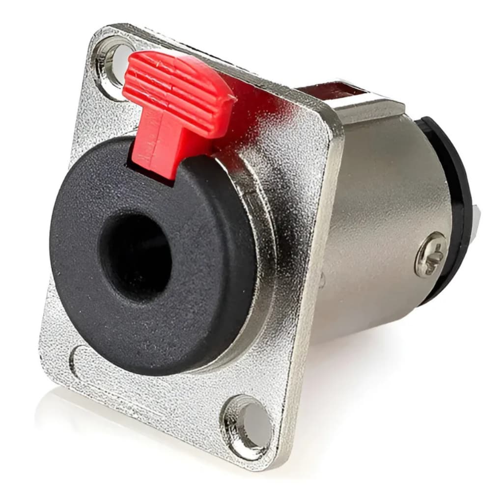 Kit 2 Conector Jack P10 Stereo Fêmea De Painel C/ Trava