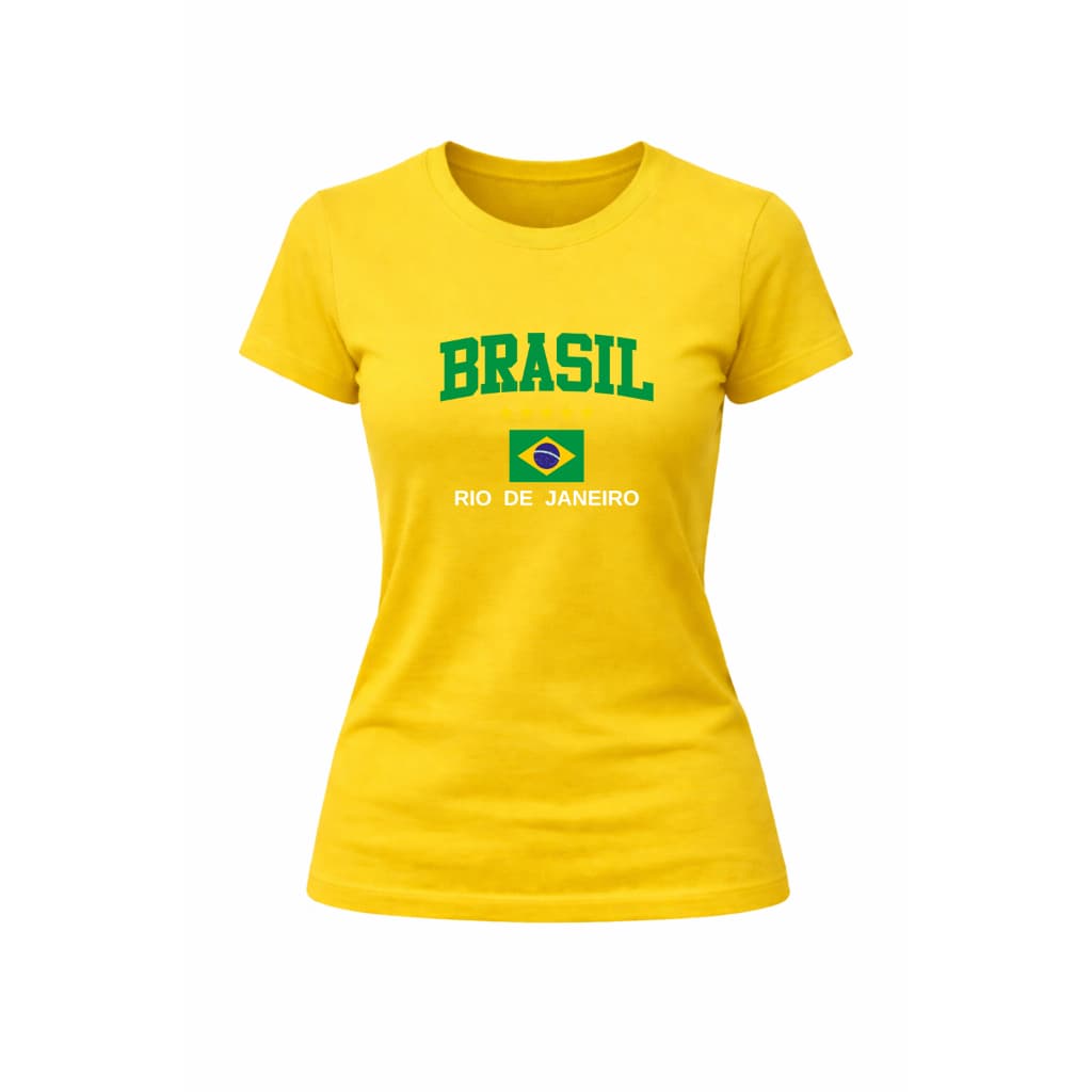 Camiseta Baby Look Feminina Brasil Rio De Janeiro Bandeira Seleção 2026 100% Algodão