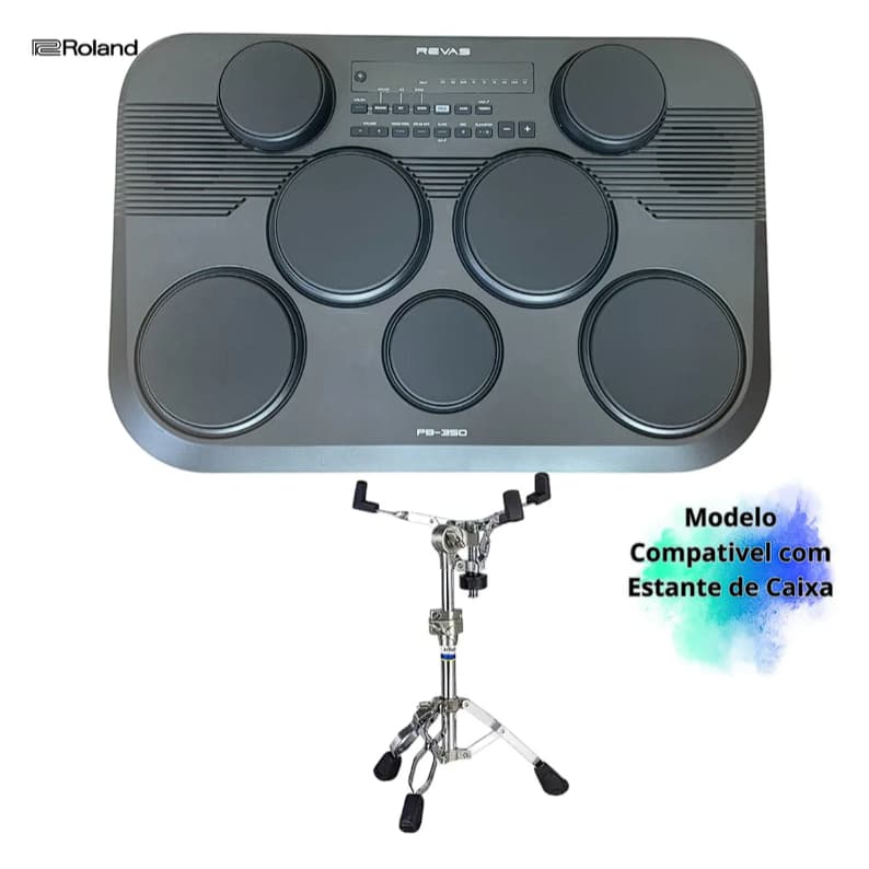 Bateria Eletronica Portatil Revas Pb-350 Roland +suporte