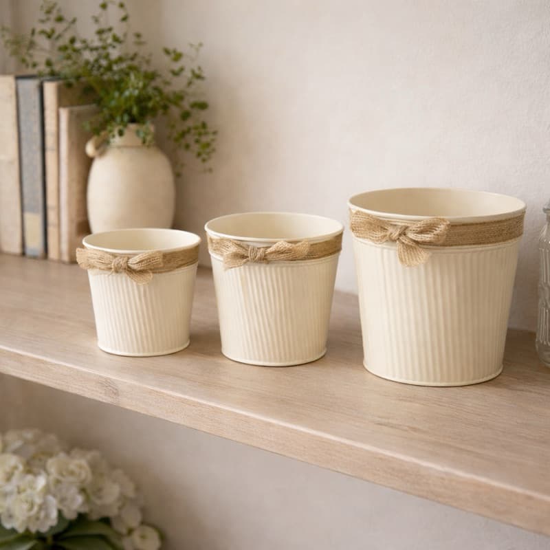 Kit 3 Vasos Decorativos para Casa e Escritório | Design Vintage Clean para Ambientes Aconchegantes