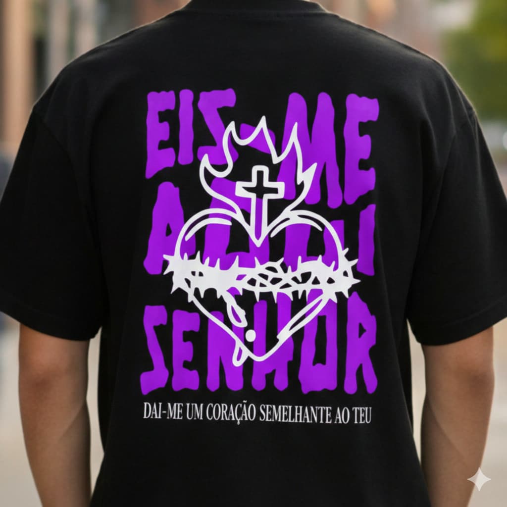 Camiseta Eis me aqui Senhor Masculina e Feminina Streetwear Blusa Cristã 100% algodão