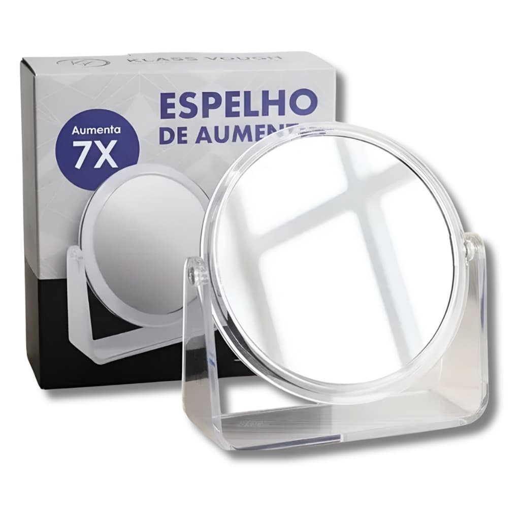 Espelho Dupla Face Aumento 7x Zoom com Suporte para Mesa Klass Vough