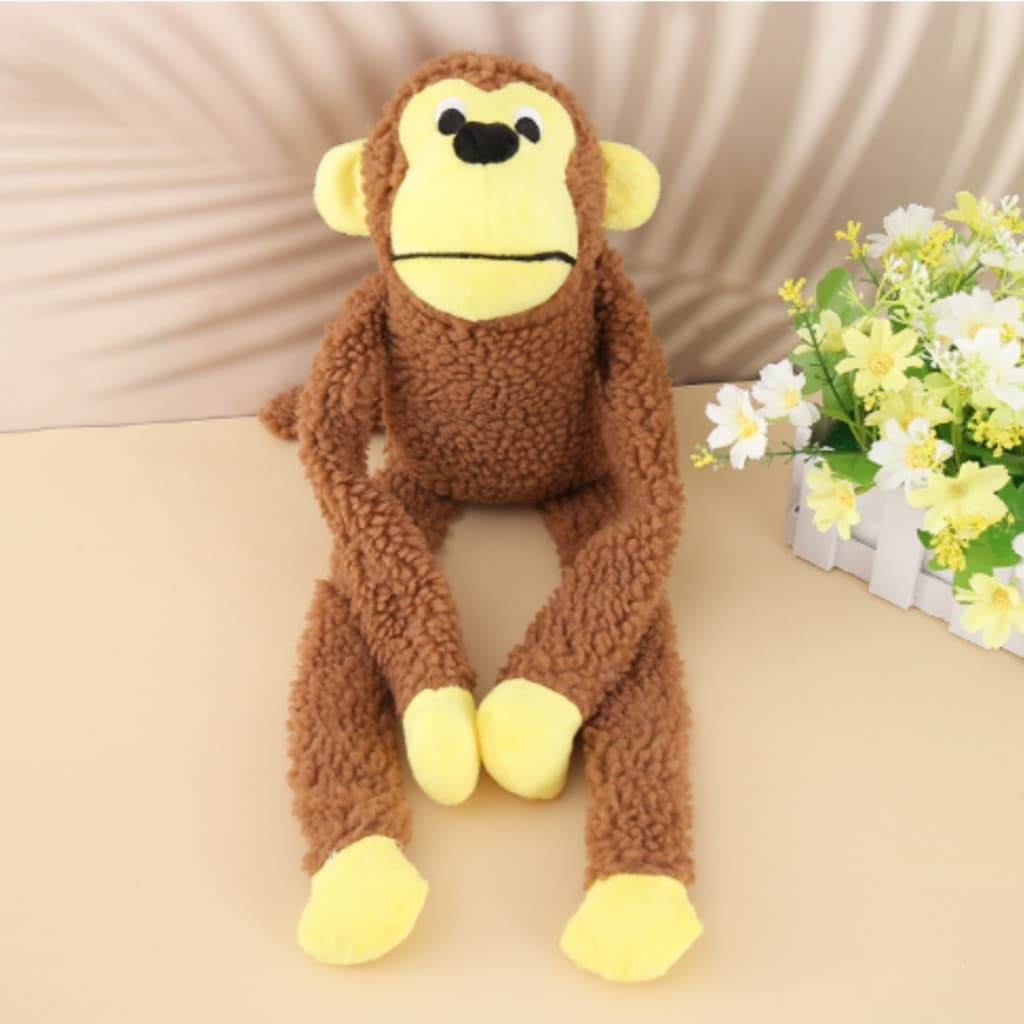 Brinquedo Cachorro Macaco Pelúcia Com Apito Mordedor Pet Interativo Bichinho Grande Barulho Cão