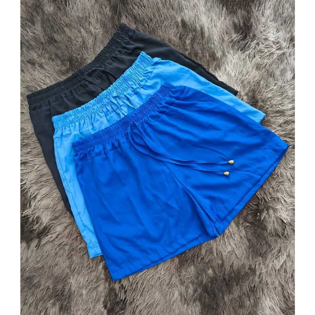 Kit 3 Short Feminina Duna Lisa Crepe Feminina Verão