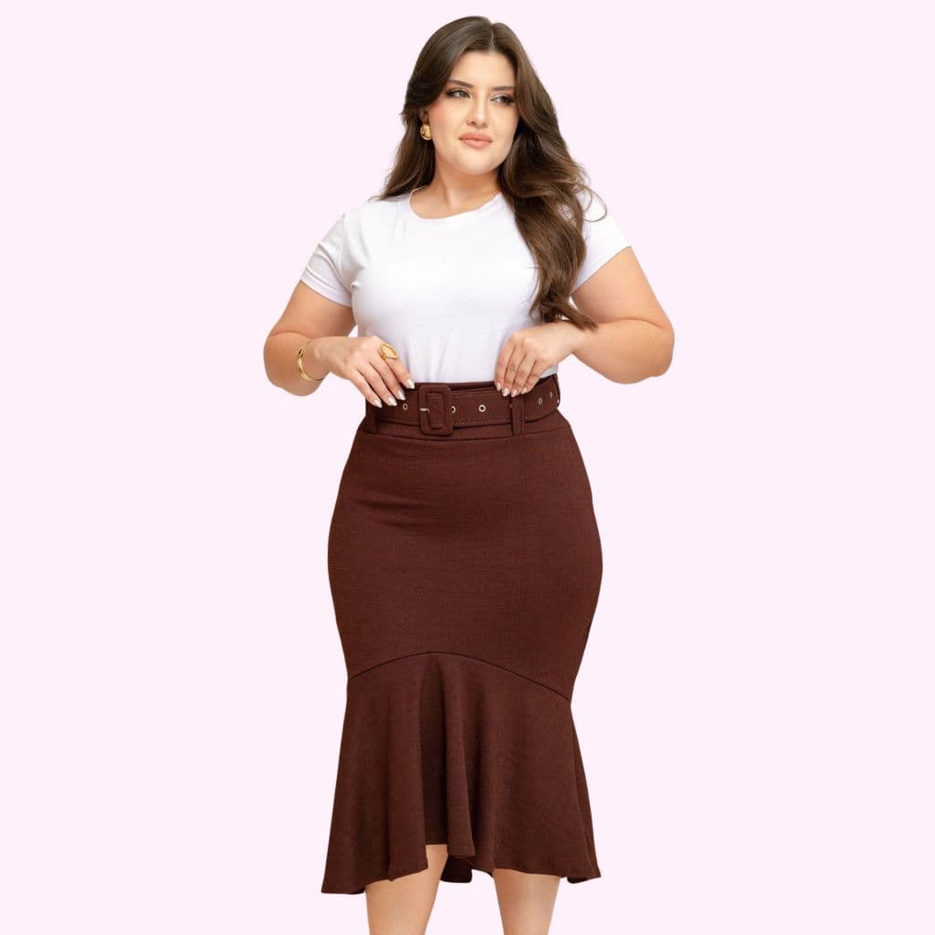 Saia Sereia Com cinto Elegante Não é Transparente Moda Cristã