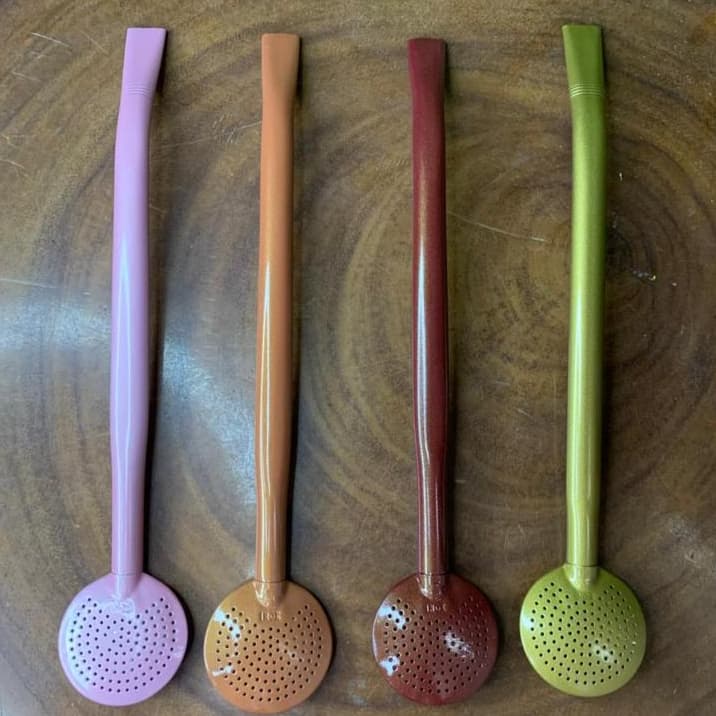 Bomba de Chimarrão Inox Colorida Perolada Sem Rosca Diversas Cores