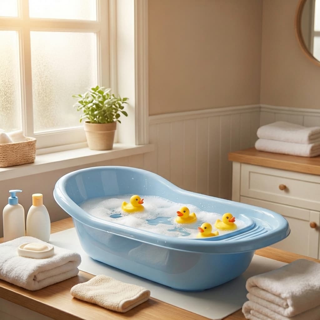 Banheira Infantil Adoleta 20L Azul Escoamento Rápido + Saboneteira Lateral