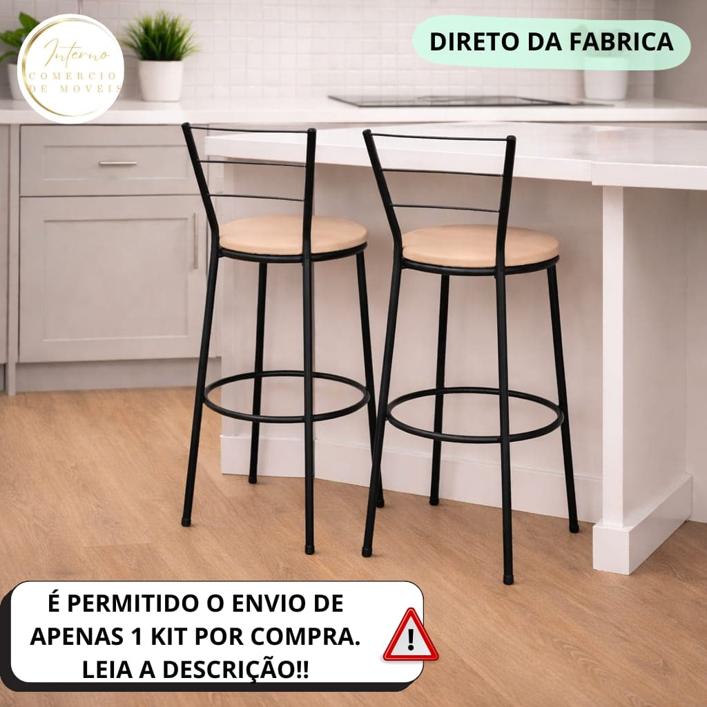 KIT 2 BANQUETA ALTA 3 ARAME AREA GOURMET BALCAO AMERICANO