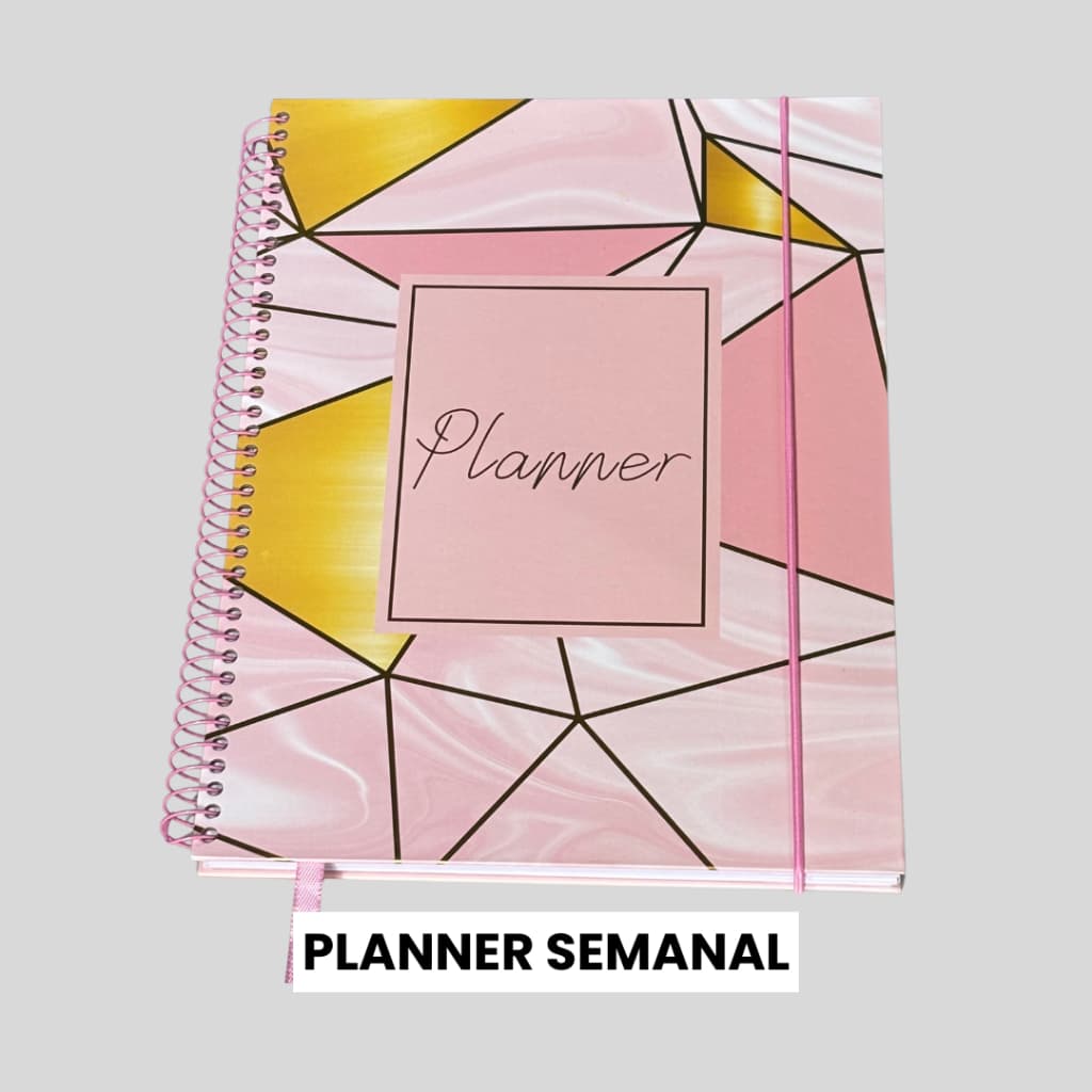 Planner Permanente Semanal 24x18 cm 96 Folhas Agenda Escolar Organização Capa Dura Espiral