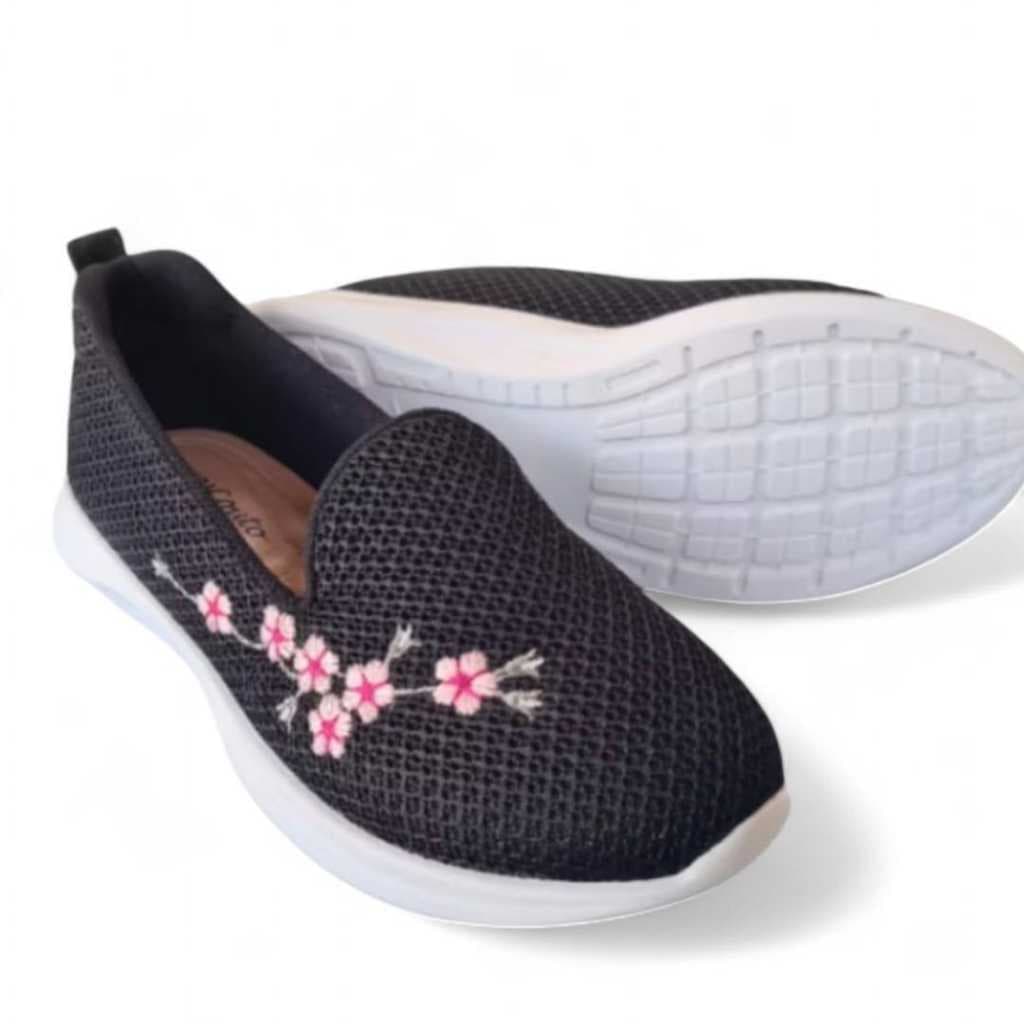 Tênis Feminino Bordado Super Macio Sem cadarço Jaques Couto Shoes