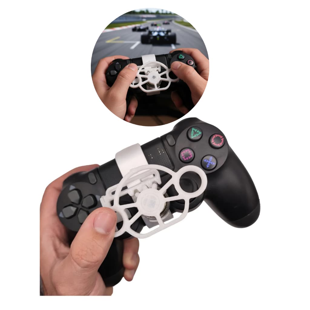 Mini Volante Para Controle Playstation 4 Ps4 Adaptador Branco