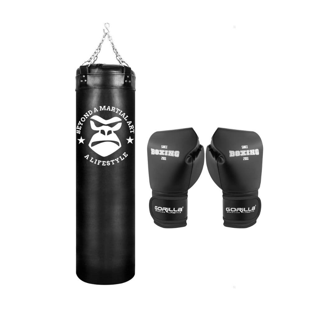 Kit Treino Saco de Pancada 120cm Profissional Gorilla +Luva De Boxe 12OZ Luta boxe Muay Thai