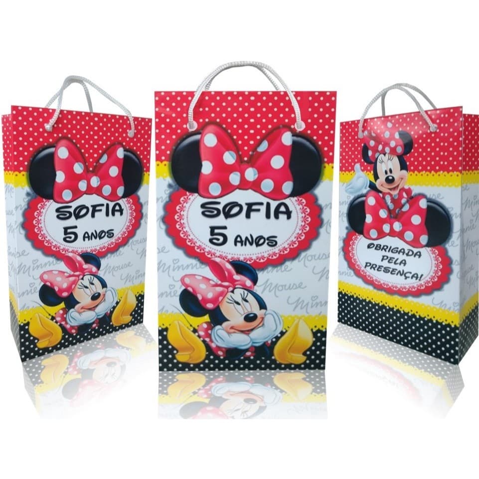 Sacolinhas Surpresa  Minnie Vermelha Personalizadas Vários Tema !