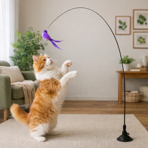 Brinquedo Varinha para Gato Passaro Passarinho Com Ventosa Brinquedo Interativo