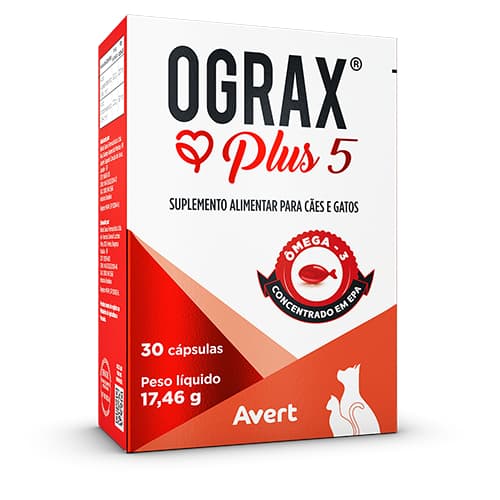 Ograx Plus 5 Avert Suplemento Alimentar para Cães e Gatos 30 Cápsulas