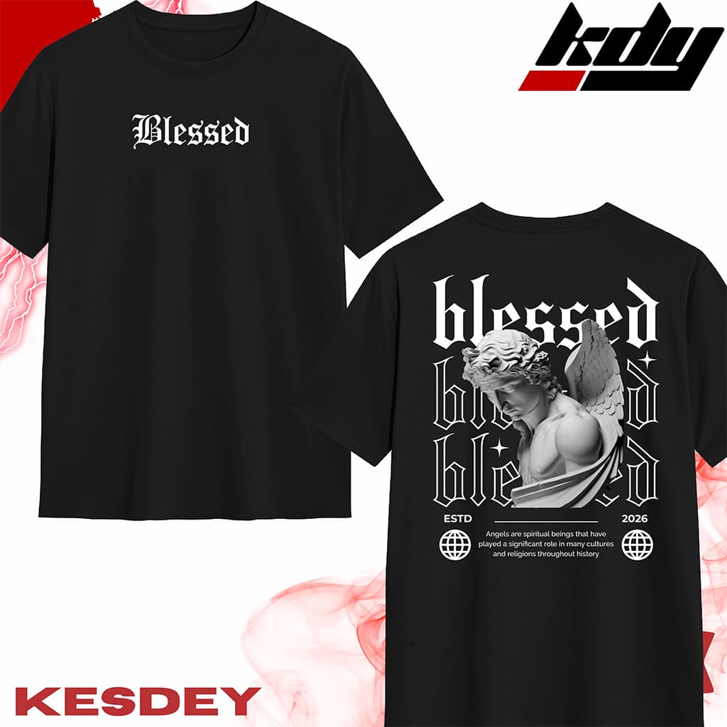 CAMISETAS T-SHIRT UNISSEX STREETWEAR ANJO BLESSED