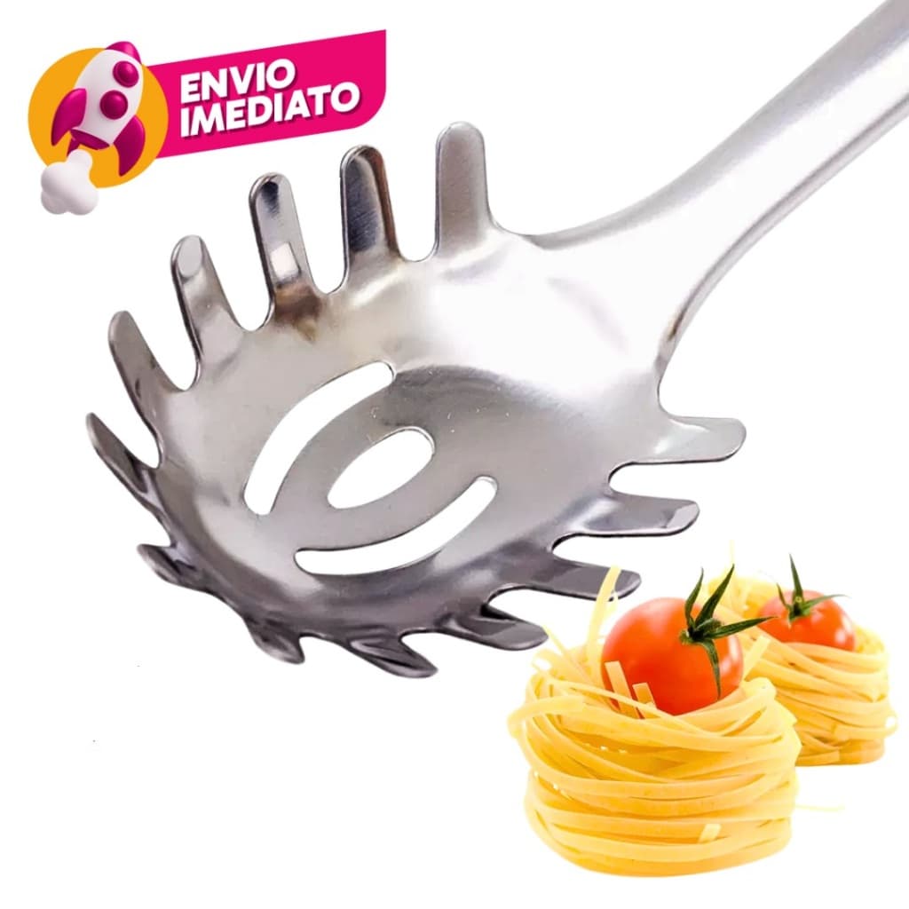Pegador Macarrão E Salada Formato Concha 100% Inox 32cm Utensilio Cozinha Restaurante Para Massas