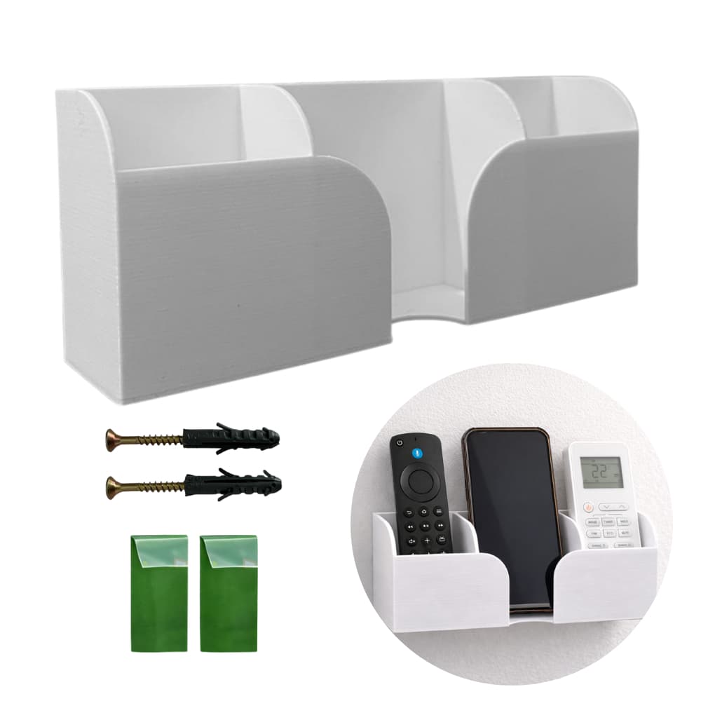 Suporte Parede Triplo Controle Ar Condicionado Remoto Celular Organizador Fita Dupla Face e Parafuso
