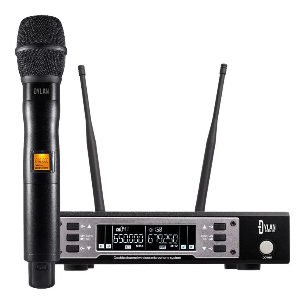 Microfone Sem Fio Profissional Dylan D-9001s Uhf 100 Canais Preto