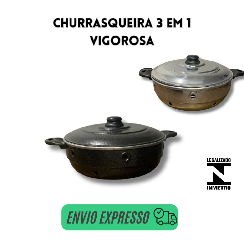 Churrasqueira de Fogão Alumínio com Grelha, Forma Pizza e Bolo Craqueada ou Polida