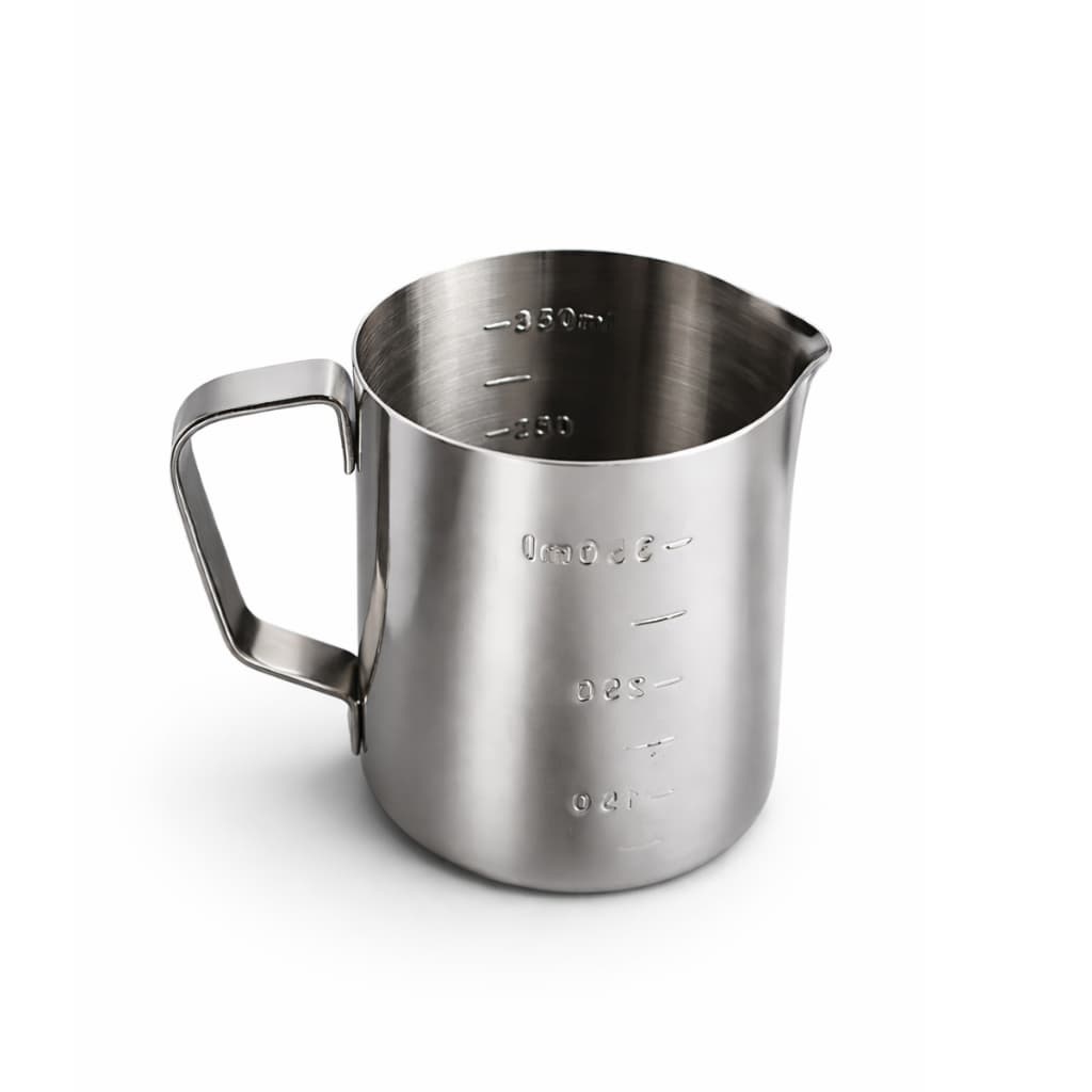Jarra De Aço Inox 350ml Para Espumar Leite Com Medidor Top Prateado