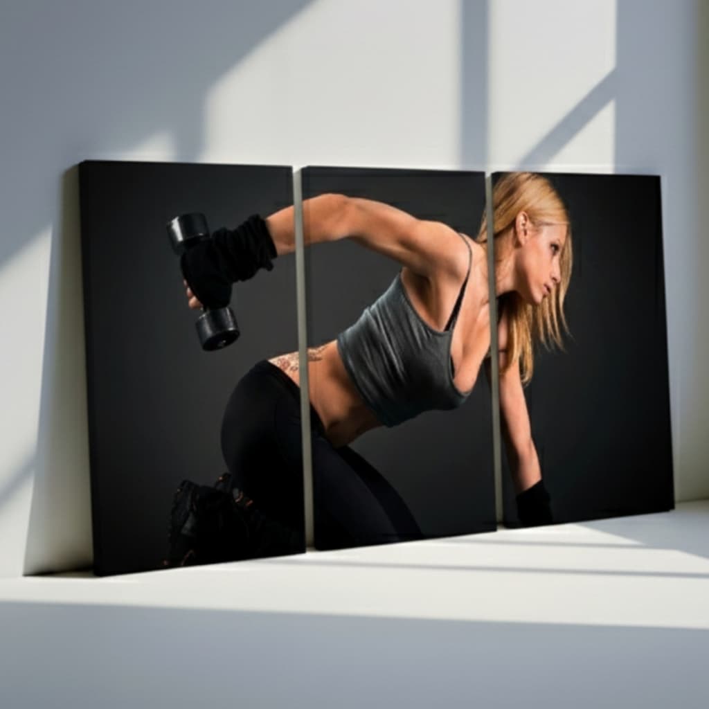 Kit quadros decorativos 3 peças Academia Fitnes Musculação 2