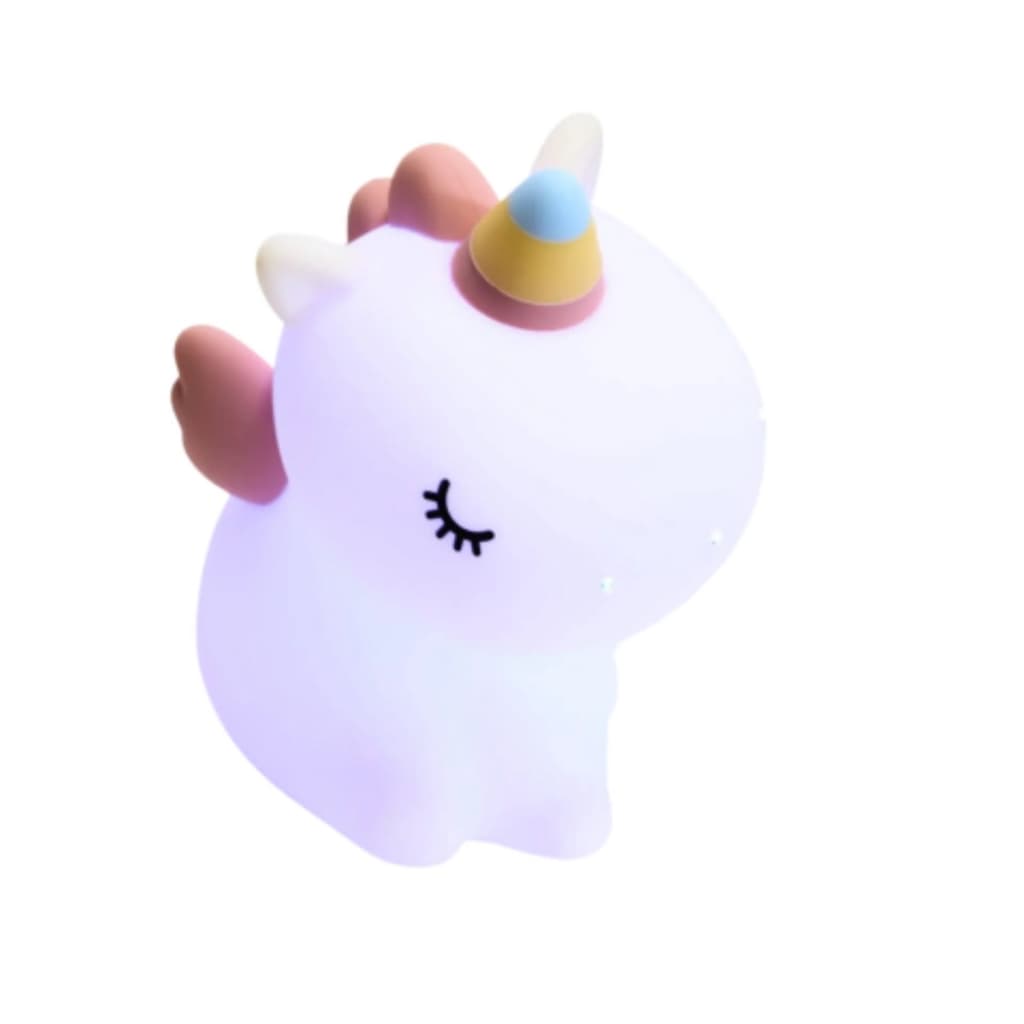 Luminária Mesa Abajur Infantil Unicórnio Silicone Led RGB Colorida Touch Recarregável Quarto