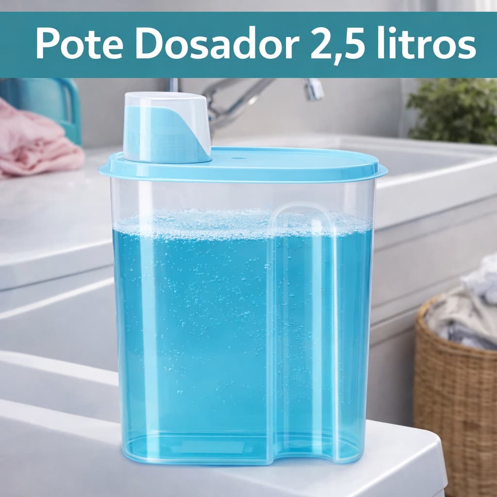 Pote Dosador 2,5 Litros Plástico Resistente com Medidor Fácil Uso