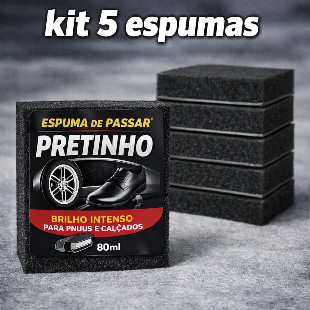 Kit 5 Aplicador De Pretinho Espuma Para Pneu Carro E Moto