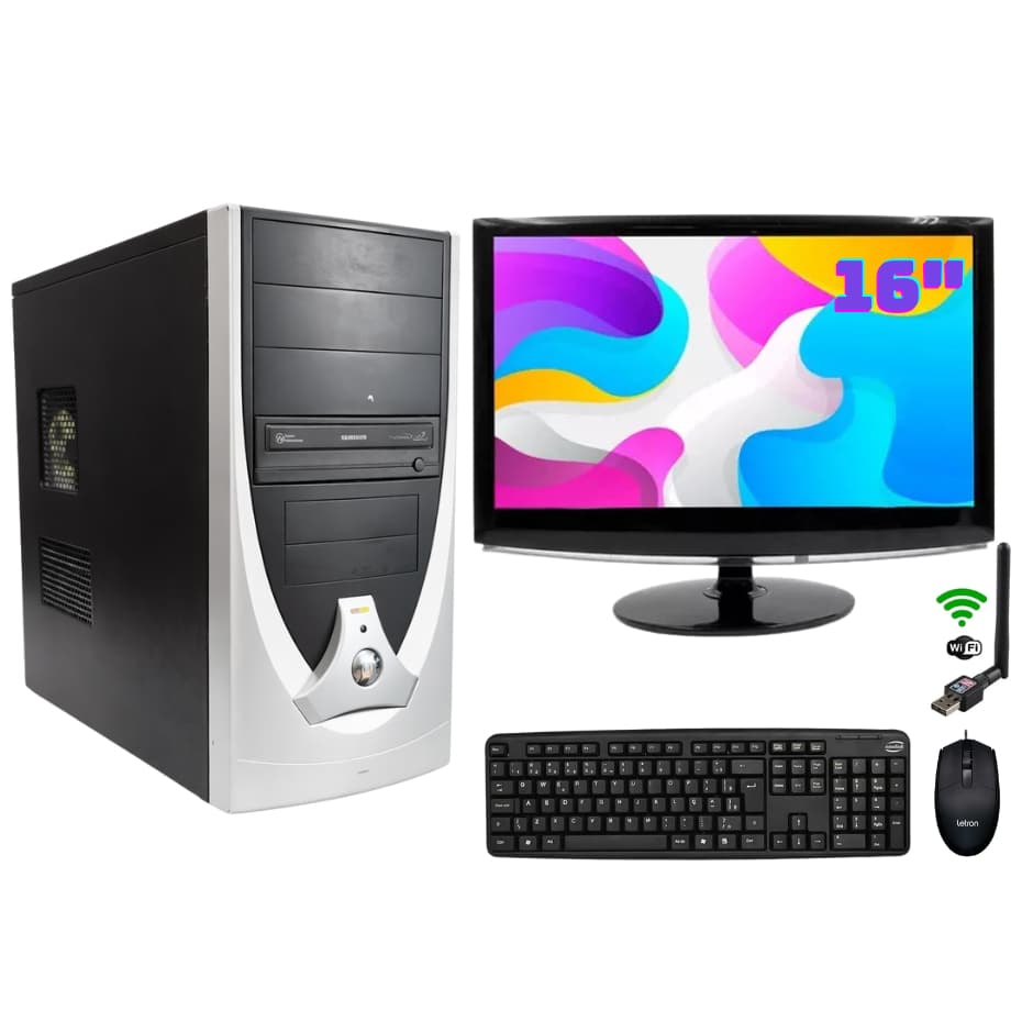 Computador Completo AMD Phenom 4GB 160GB HD Wifi Tela 16" wide Teclado Mouse Trabalho Estudo