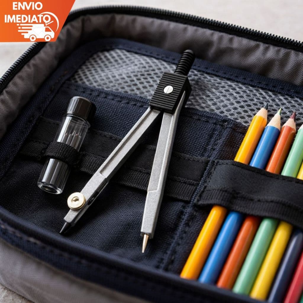 Compasso Metálico Escolar Preciso com Refil Incluso para Geometria