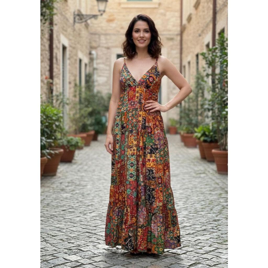 VESTIDO LONGO SEDA FLORAL