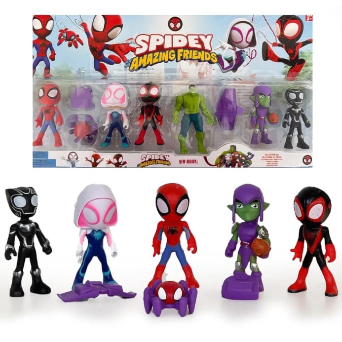 Kit Bonecos Spidey Amazing Friends Marvel Homem-Aranha Gwen Hulk Duende Verde Infantil