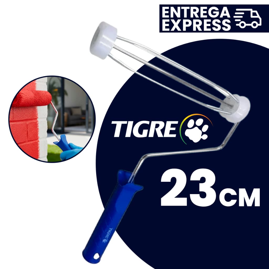 Suporte Tigre Garfo P/ Pintura Reforçado C/ Gaiola Bucha Cabo Ergonomico Profissional P/ Rolo 23Cm