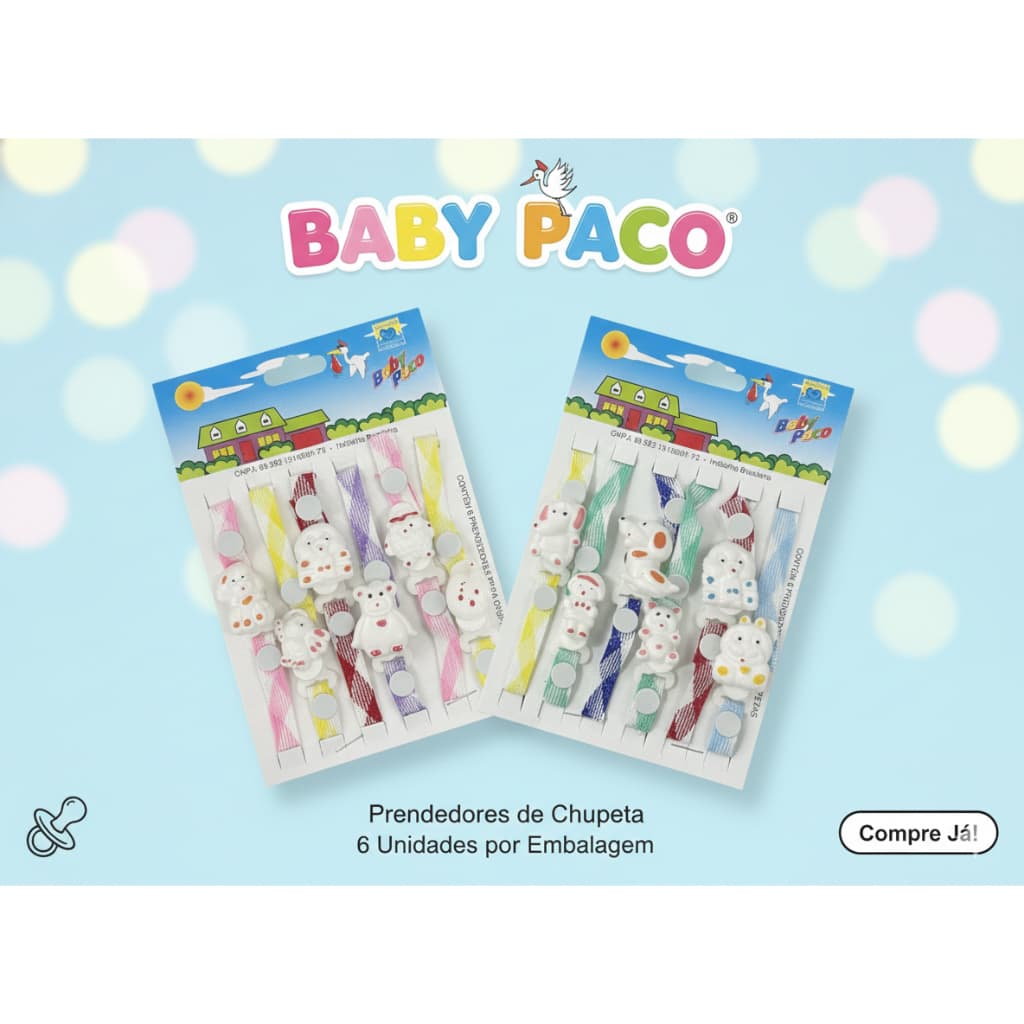 Prendedor De Chupeta KIT 6 unidades Menino Menina