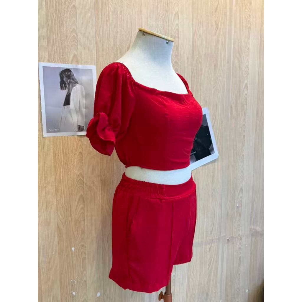 Conjunto Cropped Sereia com Manga Bufante