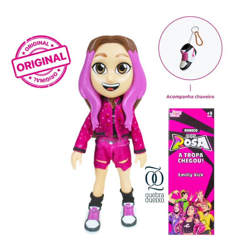 Boneca Emilly Vick Versão Exclusiva com Chaveiro Caixa personalizada Original Babybrink