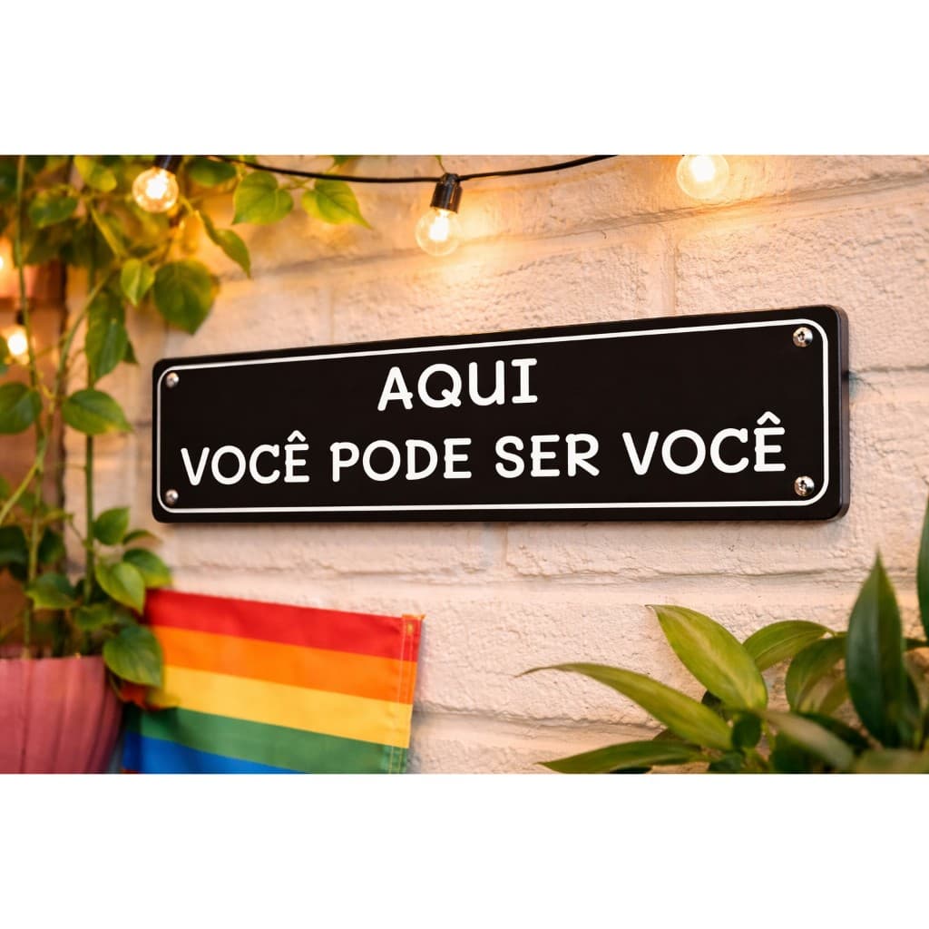 Placa decorativa LGBTQIAPN+ 20x5cm Plaquinha PLA com frases divertidas Escrito Relevo GAY CASAL AMOR