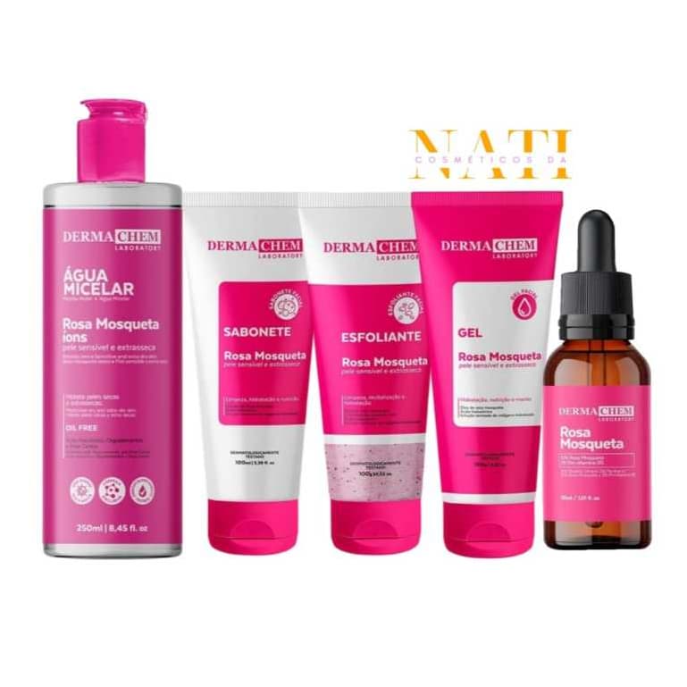 Kit Skincare Rosa Mosqueta Clareador de manchas facial e Limpeza de pele Dermachem