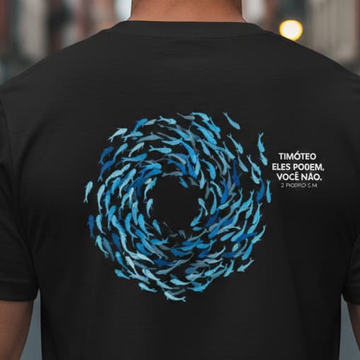 Camiseta 2 Timóteo 3:14 Masculina e Feminina Streetwear Blusa Cristã com Design de Peixes